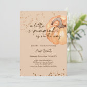 Invitation Un Baby shower Automne Un Peu Citrouille | Neutre  (Debout devant)