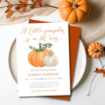 Invitation Un Baby shower Automne Un Peu Citrouille | Neutre<br><div class="desc">Célébrez l'arrivée de votre petit citrouille avec cette charmante invitation au baby shower d'automne, sans distinction de sexe. Parfait pour les couples qui veulent partager la joie de leur nouvel établissement avec leur famille et leurs amis. L'invitation présente une aquarelle avec de la verdure et des feuilles d'automne, et de...</div>