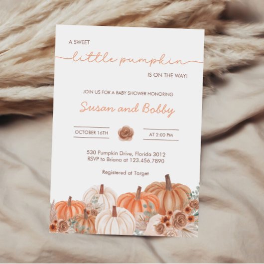 Invitation Un Baby shower Automne Un Peu Citrouille | Neutre