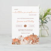 Invitation Un Baby shower Automne Un Peu Citrouille | Neutre  (Debout devant)