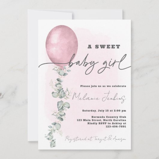 Invitation Un Baby shower bébé doux (Devant)