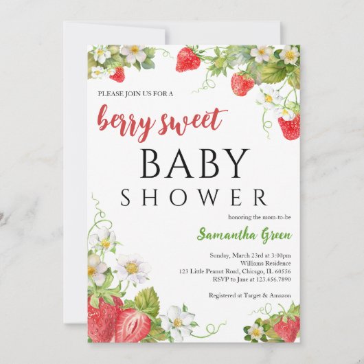Invitation Un Baby shower Berry Sweet (Devant)