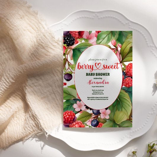 Invitation Un Baby shower Berry Sweet