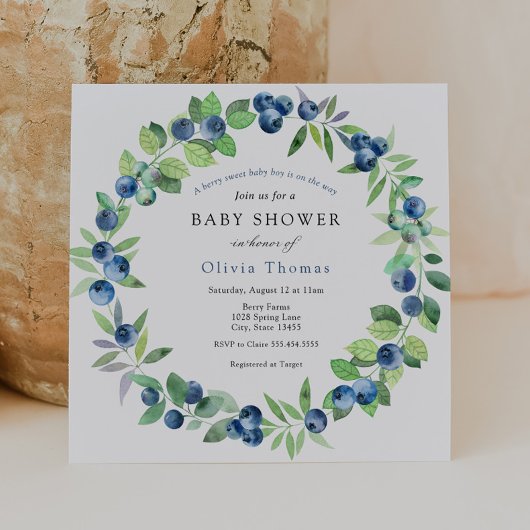 Invitation Un Baby shower Berry Sweet Blueberry