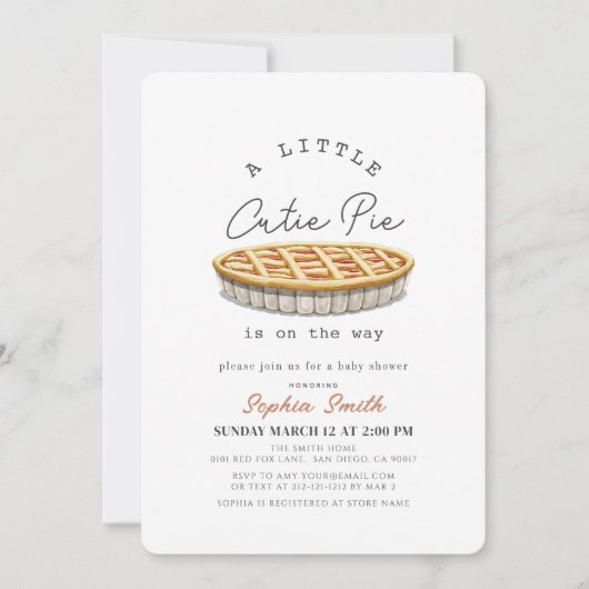 Invitation Un Baby shower Blanc Thanksgiving Pie Un Peu Cutie (Devant)