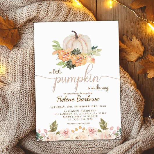 Invitation Un Baby shower Boho Automne Un Peu Citrouille