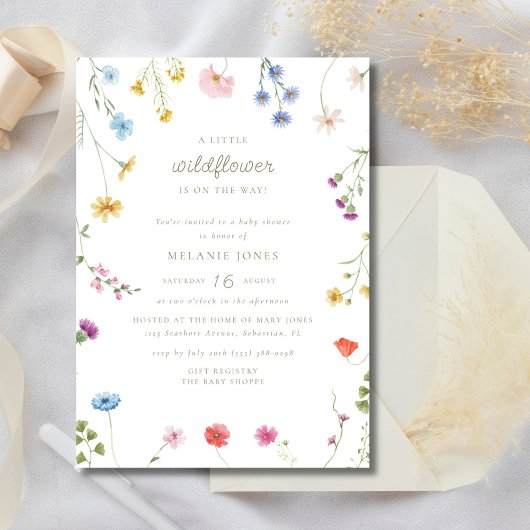 Invitation Un Baby shower Boho Petite Fleur sauvage