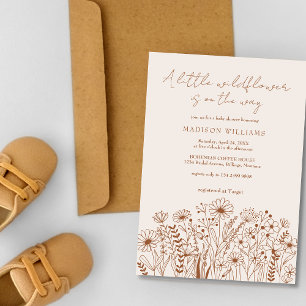 Invitation Un Baby shower Boho Terracotta Un Peu Fleur sauvag
