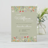 Invitation Un Baby shower Boho Un Peu Fleur sauvage (Debout devant)