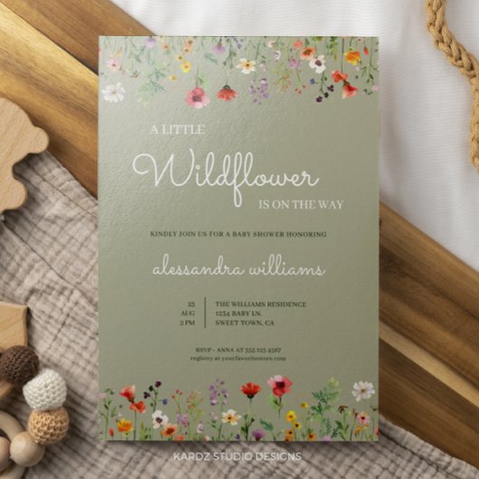 Invitation Un Baby shower Boho Un Peu Fleur sauvage