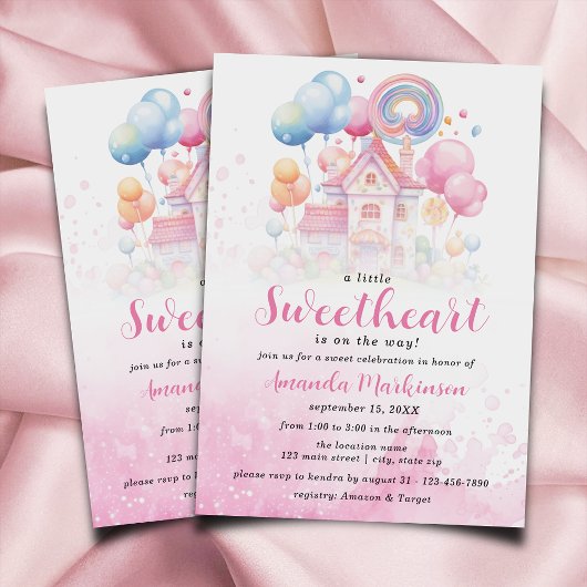 Invitation Un Baby shower-bonbons un peu amoureux
