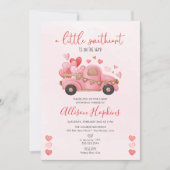 Invitation Un Baby shower Camion Coeurs Un Peu Amoureux (Devant)