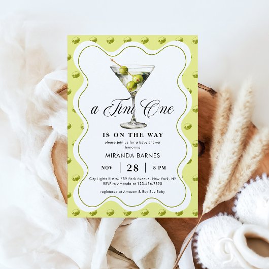 Invitation Un Baby shower Chic Tini One Olive Martini