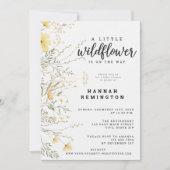 Invitation Un Baby shower D'Aquarelle Jaune Un Peu Fleur sauv (Devant)