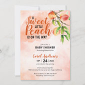 Invitation Un Baby shower d'aquarelle Sweet Little Peach (Devant)