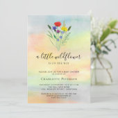 Invitation Un Baby shower D'Aquarelle Un Peu Fleur sauvage (Debout devant)