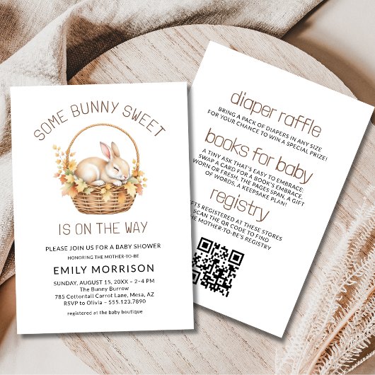 Invitation Un Baby shower d'automne neutre pour un lapin doux