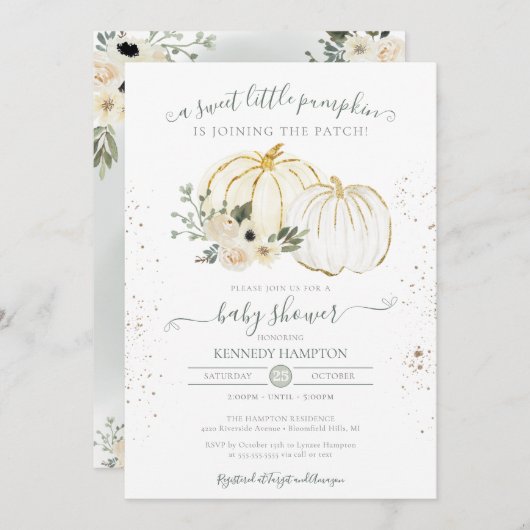 Invitation Un Baby shower d'automne neutre pour un peu Citrou (Devant / Derrière)