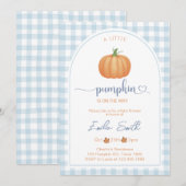 Invitation Un Baby shower D'Automne Un Peu Bleu En vichy Citr (Devant / Derrière)