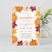 Invitation Un Baby shower d'automne un peu Citrouille (Debout devant)