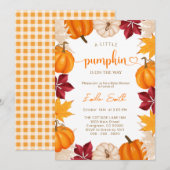 Invitation Un Baby shower d'automne un peu Citrouille (Devant / Derrière)
