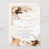 Invitation Un Baby shower D'Automne Un Peu Citrouille Neutre (Devant / Derrière)