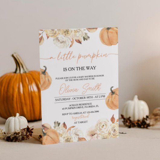 Invitation Un Baby shower D'Automne Un Peu Citrouille Neutre