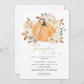 Invitation Un Baby shower D'Automne Un Peu Citrouille Neutre (Devant / Derrière)