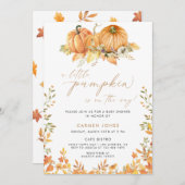 Invitation Un Baby shower D'Automne Un Peu Citrouille Neutre  (Devant / Derrière)