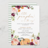 Invitation Un Baby shower D'Automne Un Peu Citrouille Neutre  (Devant / Derrière)