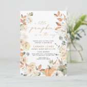 Invitation Un Baby shower D'Automne Un Peu Citrouille Neutre (Debout devant)