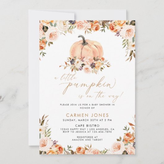 Invitation Un Baby shower D'Automne Un Peu Citrouille Neutre (Devant)