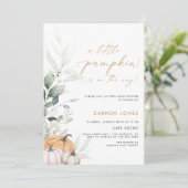 Invitation Un Baby shower D'Automne Un Peu Citrouille Neutre (Debout devant)