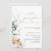Invitation Un Baby shower D'Automne Un Peu Citrouille Neutre (Devant / Derrière)
