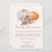 Invitation Un Baby shower D'Automne Un Peu Citrouille Neutre  (Devant / Derrière)