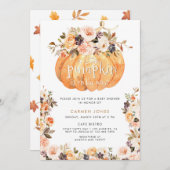Invitation Un Baby shower D'Automne Un Peu Citrouille Neutre (Devant / Derrière)