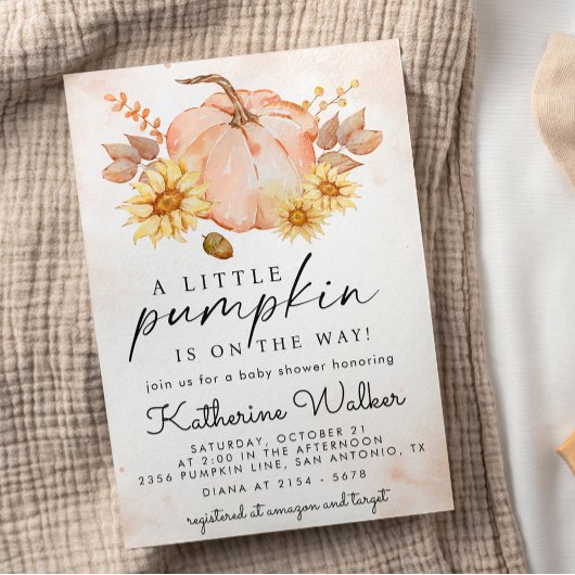 Invitation Un Baby shower D'Automne Un Peu De Fleurs Citrouil