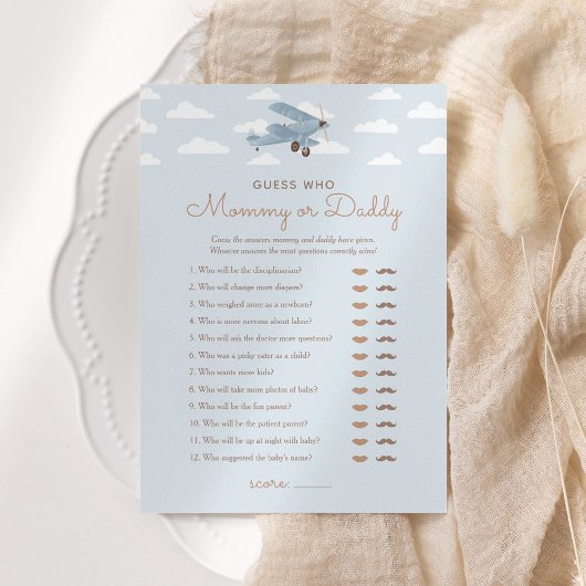 Invitation Un Baby shower d'avion devine qui maman ou papa je