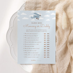 Invitation Un Baby shower d'avion devine qui maman ou papa je