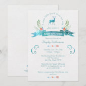 Invitation Un Baby shower de bannière d'aquarelle Deer Little (Devant / Derrière)