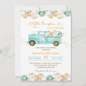 Invitation Un Baby shower De Camion Un Peu Citrouille Vert (Devant)