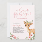 Invitation Un Baby shower de cerf floral doux pour bébé (Devant)