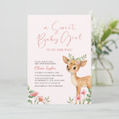 Invitation Un Baby shower de cerf floral doux pour bébé (Debout devant)