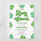 Invitation Un Baby shower De Clover Vert Charme Chanceux (Devant)