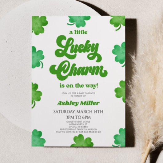 Invitation Un Baby shower De Clover Vert Charme Chanceux