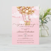 Invitation Un Baby shower De Fille De Grotte À Ballons D'Air  (Debout devant)