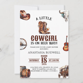 Invitation Un Baby shower de fille occidentale sauvage de pet
