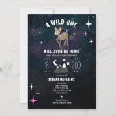 Invitation Un Baby shower de fille rose sauvage de cerf cosmi (Devant)