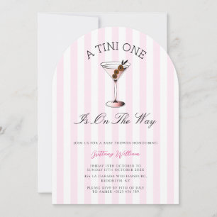 Invitation Un Baby shower de fille rose Tini One Martini
