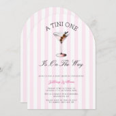 Invitation Un Baby shower de fille rose Tini One Martini (Devant / Derrière)